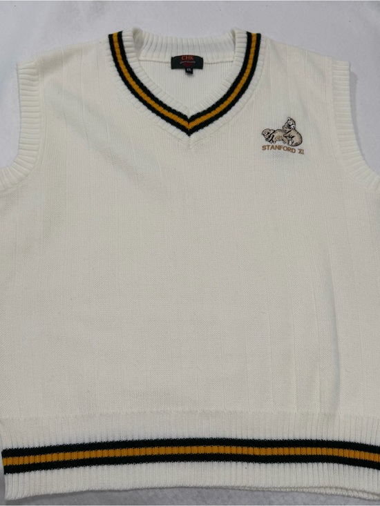 CHK World Class Other - Vintage Stanford XI Sweater Vest XXL White Knit Varsity Grandpa Core Preppy